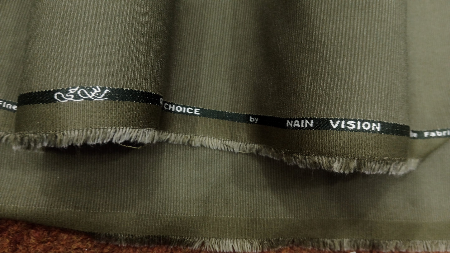 Olive Green Wash & Wear – Premium Mid Winter Self Lining Fabric for Men | Unstitched Men’s Suit Fabric Pakistan