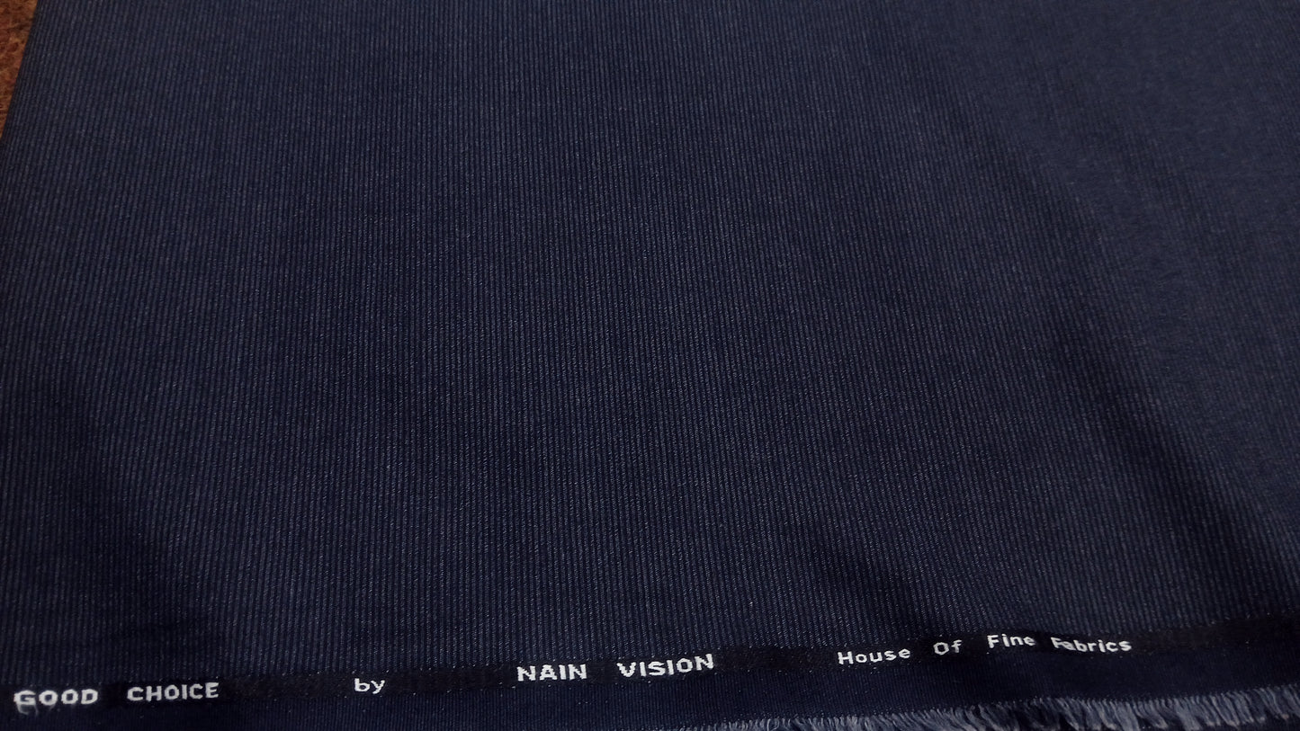 Navy Blue Wash & Wear – Mid Winter Self Lining Fabric for Men | Premium Unstitched Fabric