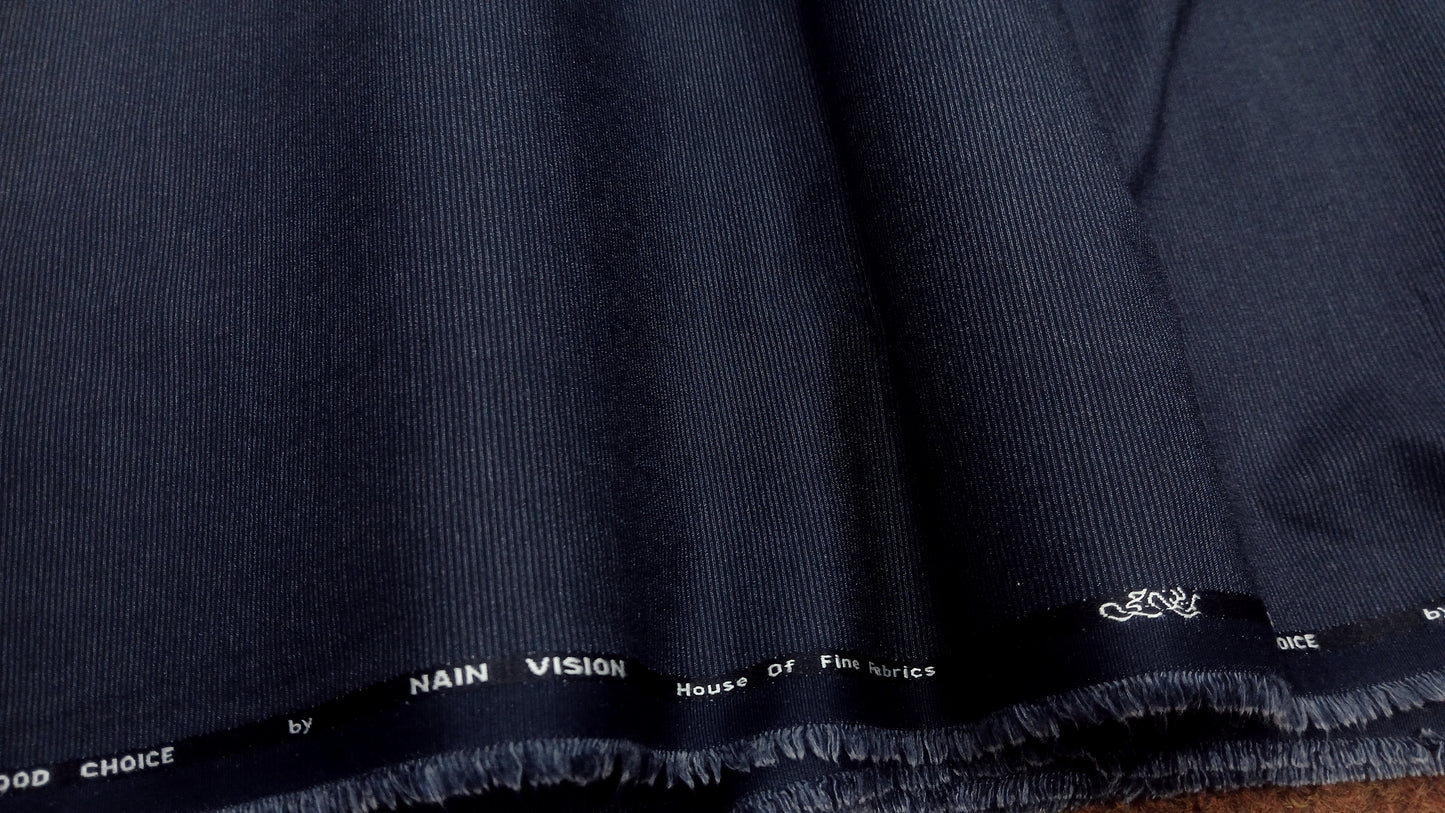 Navy Blue Wash & Wear – Mid Winter Self Lining Fabric for Men | Premium Unstitched Fabric