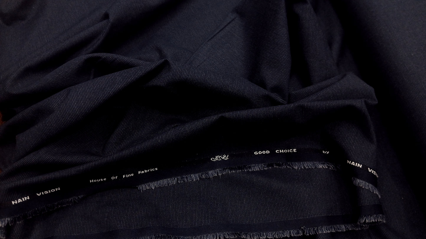 Navy Blue Wash & Wear – Mid Winter Self Lining Fabric for Men | Premium Unstitched Fabric