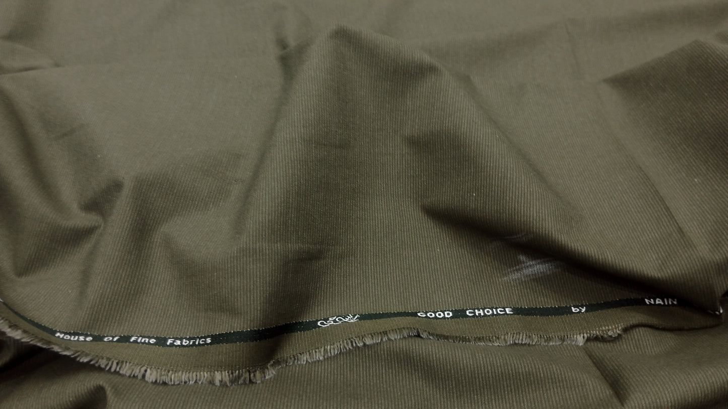 Olive Green Wash & Wear – Premium Mid Winter Self Lining Fabric for Men | Unstitched Men’s Suit Fabric Pakistan